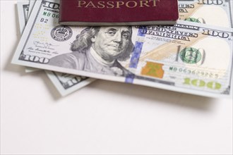 Cash notes and passport. Tourism concept.