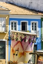 Colorful drums in the streets of Pelourinho in the city of Salvador
