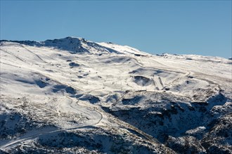 Panoramic view of ski resort in sierra nevada