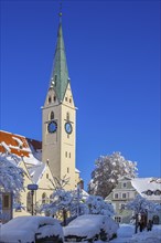 St Mang's Square and church with fresh snow