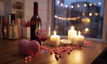 Romantic evening setting with wine