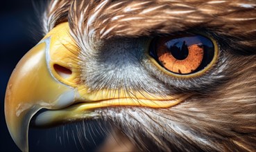 Close-up of an eagle showing off its sharp eye and detailed feathers AI generated
