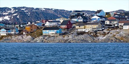 View from Disko Bay to part of the town of Ilulissat