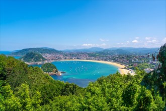 Aerial view of the beach of the city of San Sebastian