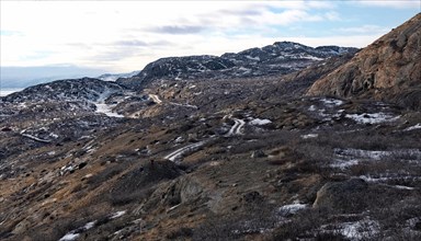 Winter landscape between the town of Kangerlussuaq and the west coast