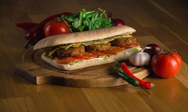 Delicious sandwich with fresh vegetables