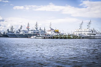 Saint Petersburg Russia 23.07.2021. Image of warships at Fort Constantine