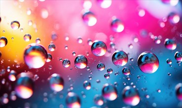 A cheerful arrangement of bright water droplets in soft focus with a macro lens AI generated
