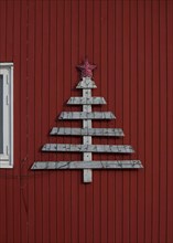 Christmas tree with star on a building in Kangerlussuaq