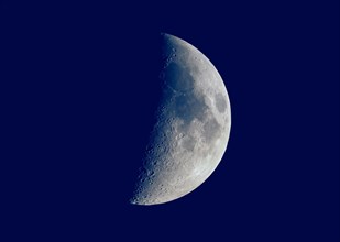 First quarter moon seen with telescope