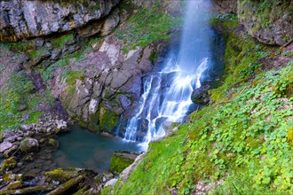 The Giessbach Waterfall on the Mountain Side in Long Exposure in Brienz