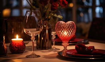 Romantic evening setting with a wine bottle