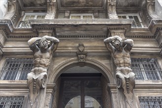 Atlases at the entrance portal Palazzo Gio Carlo Brignole