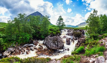 Panorama of Waterfall under Buachaille Etive Mor
