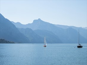Sailing boats on Lake Lake Traun