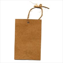 Brown paper tag label isolated over white