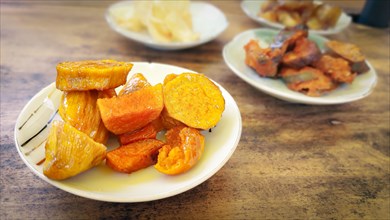 Caramelized sweet potatoes on a plate