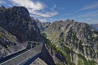Viewing platform in the mountains with a view of the surrounding rock formations