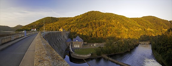 Panorama of the Edersee dam in the early morning