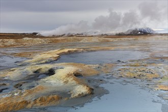 Hot spings and steaming fumaroles at Hverir