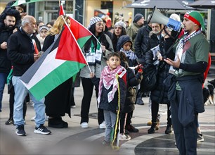 Participants in the Freedom for the People of Gaza demonstration gathered at Alexanderplatz to protest against Israel's actions in the Gaza Strip