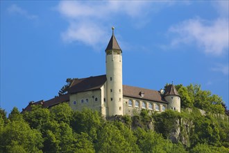 Teck Castle with hiking home of the Swabian Alb Association