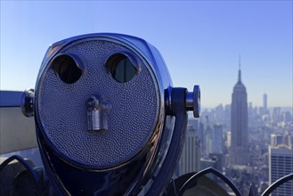 Panorama from the Top of the Rock viewing platform in Rockefeller Center to the Empire State Building and downtown Manhattan