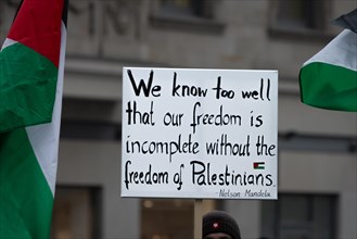 Hundreds of people take part in a pro-Palestine demonstration in Frankfurt am Main on 23 December 2023. The demonstration is accompanied by a massive police presence. Since a terrorist attack by Hamas...