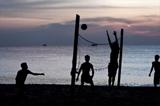 Playing volleyball on the beach in Phu Quoc