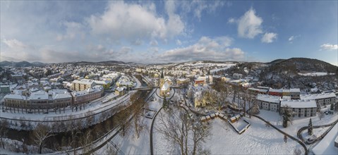 Aerial view of the theatre park in winter