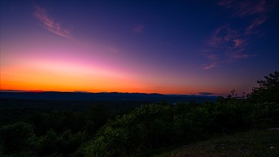 Sun sets behind the Catskills Mountains