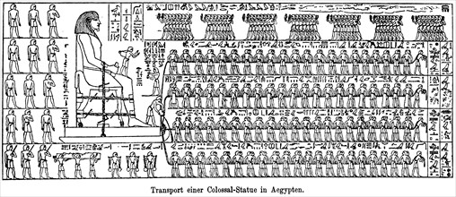 Transport of a colossal statue in Egypt
