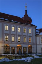 Building with the imperial staircase in the evening in winter