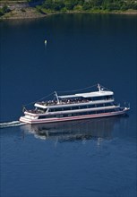 Aerial view of the excursion boat Edersee Star on the Edersee
