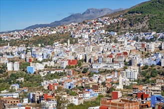 Aerial view over the city Chefchaouen