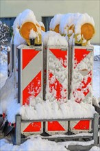 Warning beacons with fresh snow