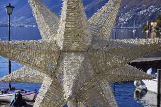 Close-up of the Herrenhuth star on the shore of Lake Maggiore in Ascona