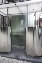 Public stainless steel urinals for men in the city Ghent