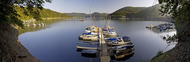 Panorama of a landing stage for pleasure boats on the Edersee