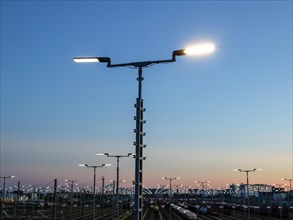DB Cargo Halle marshalling yard. Over 1000 LED lights illuminate the shunting routes