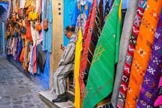 Shops selling colourful Berber rugs