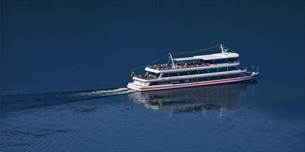 Aerial view of the excursion boat Edersee Star on the Edersee