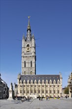 The belfry tower at the Saint Bavo's square