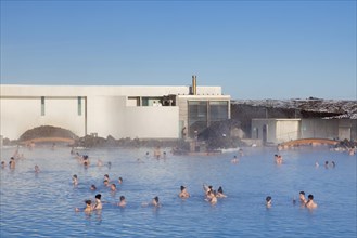 Tourists bathing in the Blue Lagoon