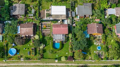 Aerial view of an allotment garden site
