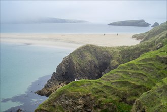 View over sandbar in the mist from St Ninian's Isle