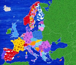 Continent of Europe in partly country-specific colours