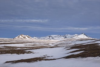 View over the mountain range Lambafjoell