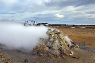 Steaming fumarole at Hverir