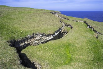 Coastal erosion showing huge cracks